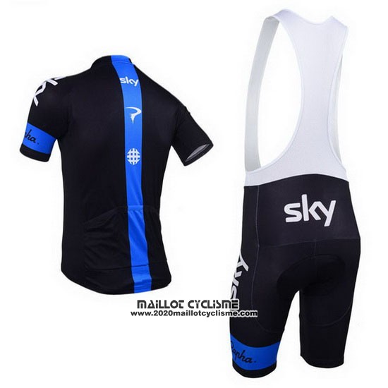 2013 Maillot Ciclismo Sky Bleu et Noir Manches Courtes et Cuissard